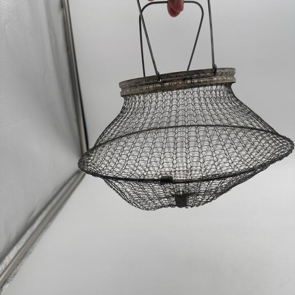 Vintage Italian Collapsible Wire Strainer Basket garden pasta mesh chicken coop - Picture 12 of 16